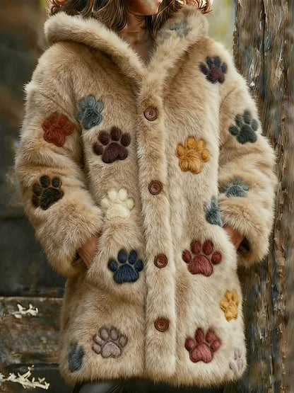 🔥🐾【descuento por tiempo limitado -50%】 Abrigo con capucha para mujer, elegante y adorable, con estampado de animales, ideal para otoño e invierno 🧥✨-E
