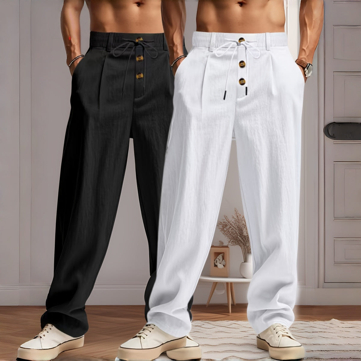 👖👖【S-3XL】¡Oferta por tiempo limitado! Pantalones caseros de hombre de alta calidad. Corte entallado y recto, transpirables y cómodos.-U