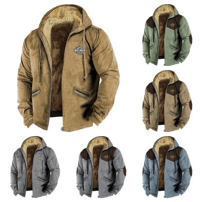 👍🧥[M-5XL] Divatos férfi őszi-téli bővebb kabát vastagabb bársonyból-U