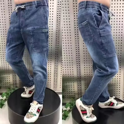 【S-5XL】Pánské strečové džíny velké velikosti-3931812-Z
