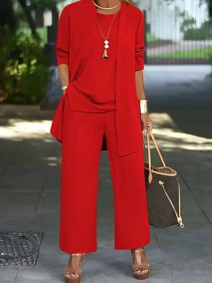 🧥 Elegante conjunto de tres piezas para mujer con corte ancho 🍂-E