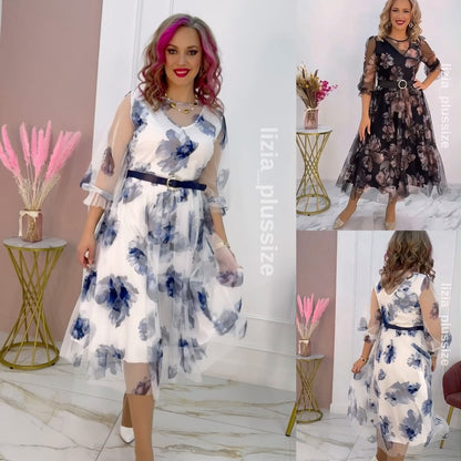🌸💥【Časově omezená sleva】【S-5XL】Nové elegantní šaty s potiskem-Z