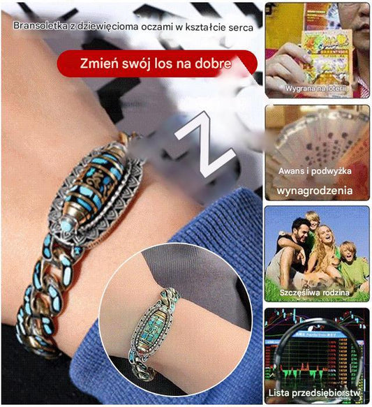 【Kup 1 dostać 1 za darmo】 Bransoletka ze srebra próby 925, retro, sześciocyfrowa, turkusowa, z mantrą, z koralików transferowych