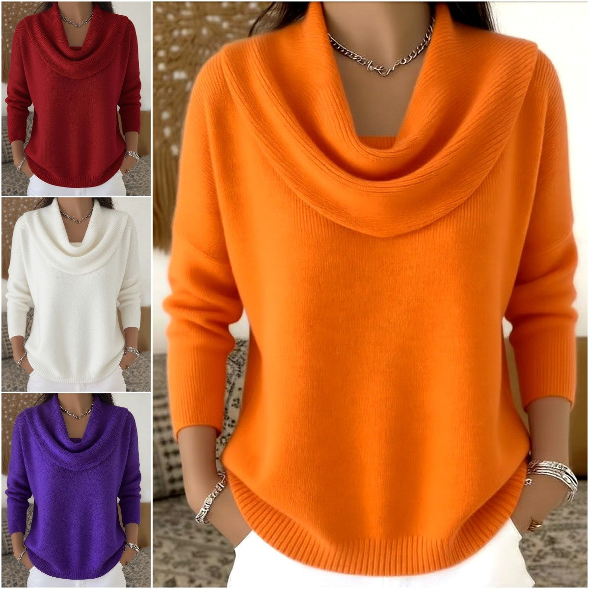 🔥【S–3XL】Nov enobarvni pulover za jesen/zimo 2025 · Mehak, topel · -50% + hitra dostava-L