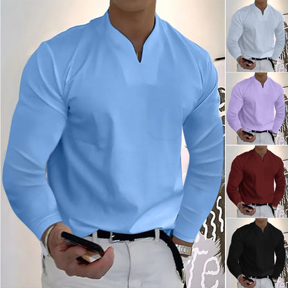 🔥🔥【S-5XL】 Nové letní pánské bavlněné tričko s výstřihem do V -- Z