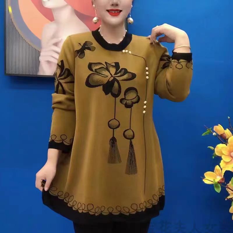 【40%OFF】❤️‍🔥【M-5XL】2025 Nuevas camisetas de punto estampadas de moda Otoño Invierno_3841132-E