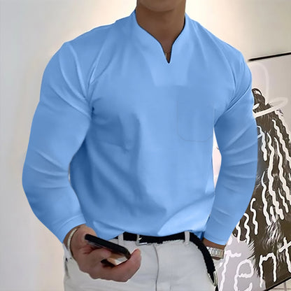 🔥🔥【S-5XL】 Nové letní pánské bavlněné tričko s výstřihem do V -- Z