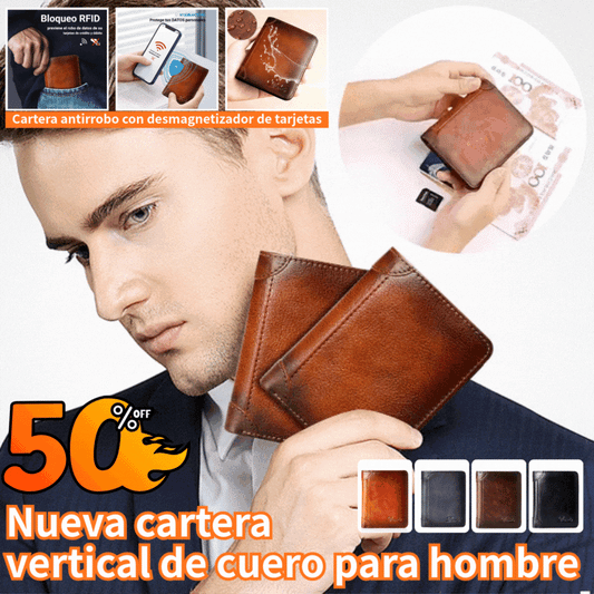 ¡Compra 1 y llévate 1 gratis!👝✨ Nueva cartera antirrobo de cuero genuino para hombre-E