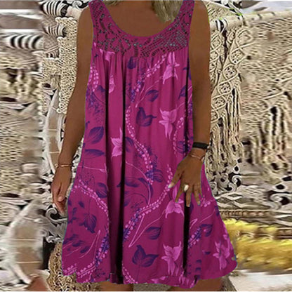 🔥 Reducere caldă 【S-5XL】 rochie imprimată fără mâneci pentru femei de primăvară, vară și toamnă, casual și confortabilă