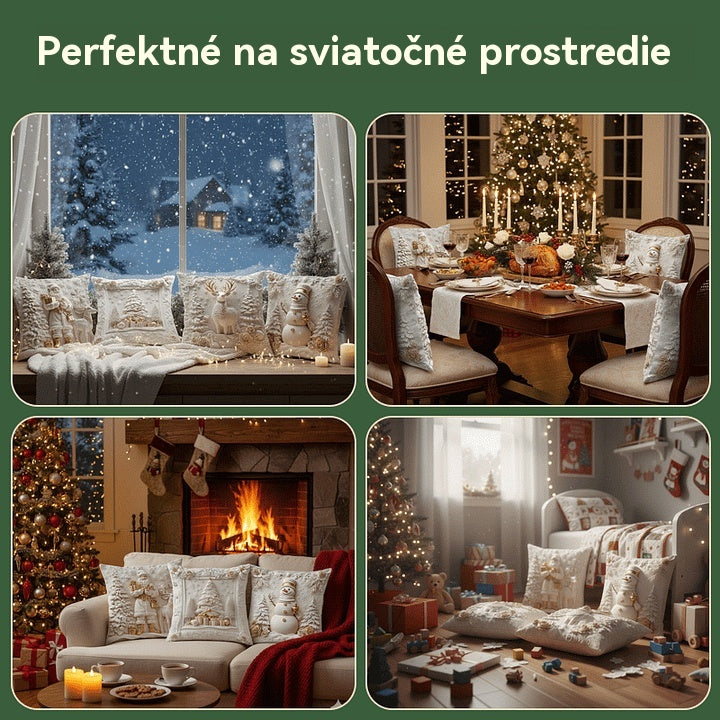 🎅🎄Obliečka na vankúš s vianočnou tematikou 【4-dielna sada】-K