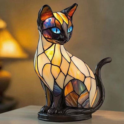 🐱Stolna lampa u obliku mačke, retro noćna lampa izrađena od šarene smole, s mačjom tematikom-H