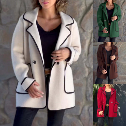 💥【S-5XL】Nowy elegancki dwustronny płaszcz wełniany z kołnierzem marynarkowym –