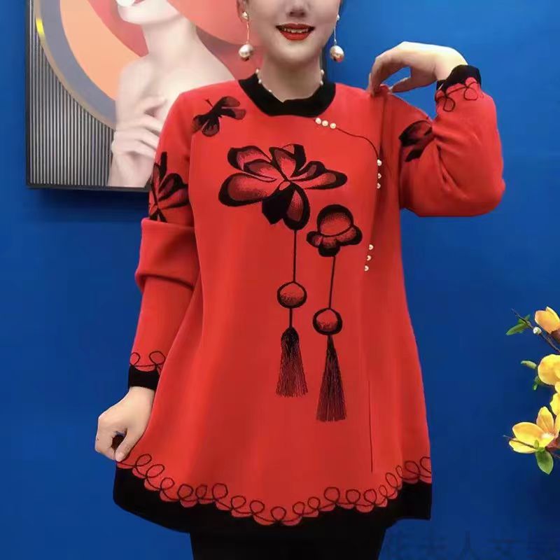 【40%OFF】❤️‍🔥【M-5XL】2025 Nuevas camisetas de punto estampadas de moda Otoño Invierno_3841132-E