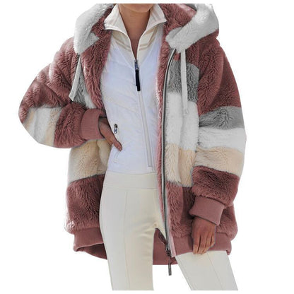 ❄️[S-5XL] 2025 nowa damska kurtka w grube, pluszowe kontrastowe paski