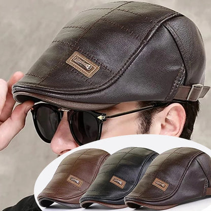 🧢【Kupite jedno, dobivate jedno besplatno】🔥 Muška kožna beretka 3 u 1 – elegantna, otporna na vodu i vjetar, s toplom unutrašnjosti-H