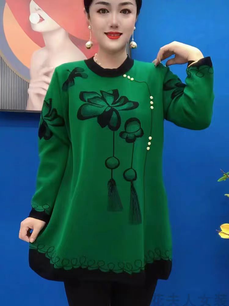 【40%OFF】❤️‍🔥【M-5XL】2025 Nuevas camisetas de punto estampadas de moda Otoño Invierno_3841132-E