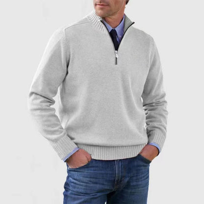 🧥✨ Suéter de punto con cremallera para hombre de talla grande, diseño simple y combinable.-E