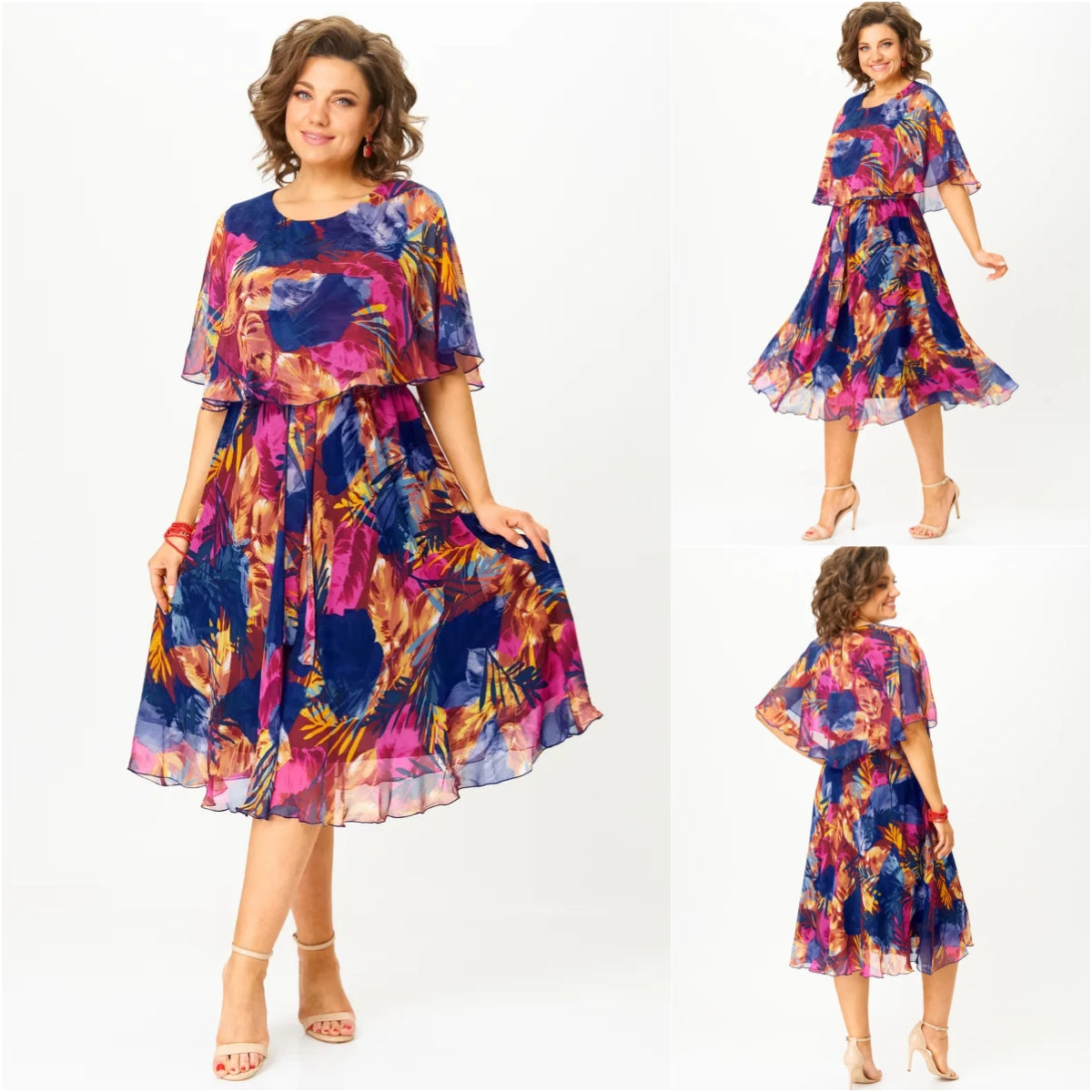 😎💃Nové💥【S-5XL】 Šifonové volné šaty velké velikosti | Pohodlné a prodyšné, velmi vhodné na léto-Z