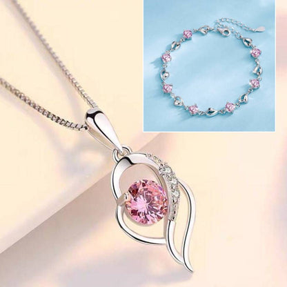 ✨✨【Vásárolj egyet, kapsz egyet ingyen】💎💎925 ezüst karkötő és nyaklánc szett óceáni szív motívummal-U