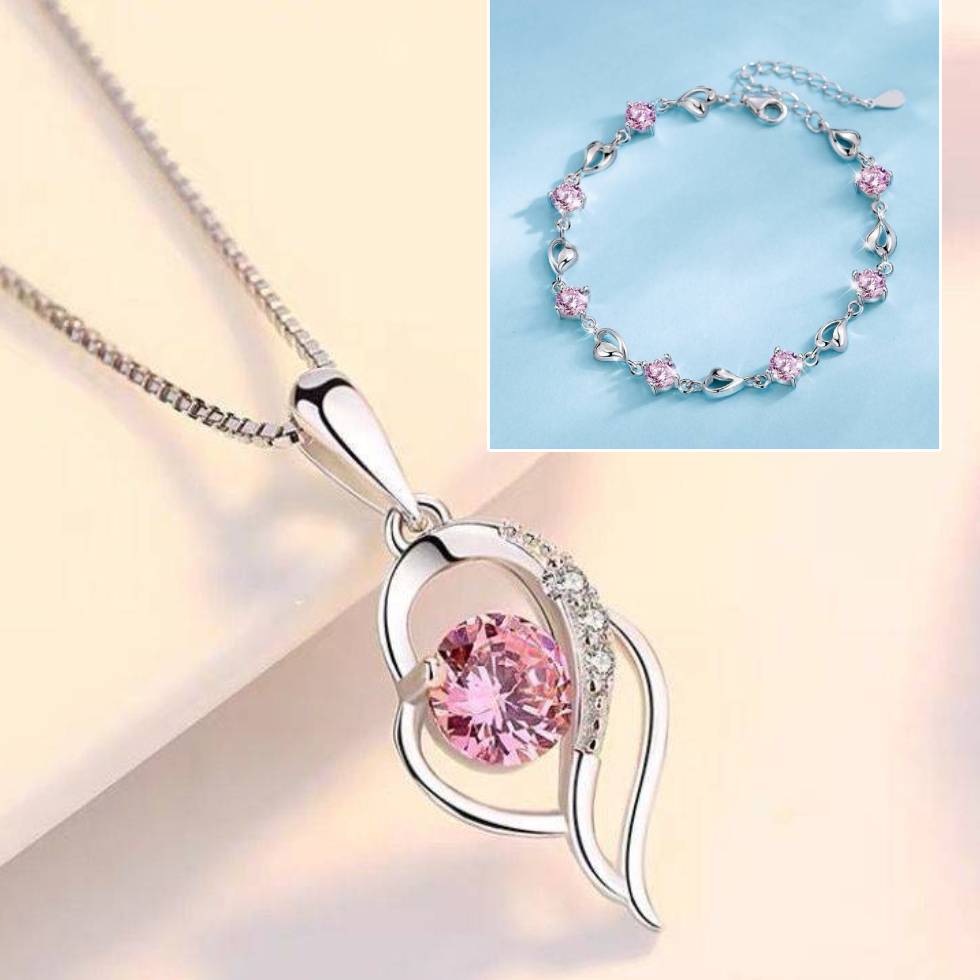 ✨✨【Kupte 1 a dostanete 1 zdarma】💎 Sada náramků ze stříbra Heart of the Ocean 925 + náhrdelník-Z