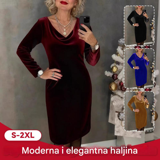 ✨ Baršunasta haljina 2026 | Dugi rukavi | Seksi i elegantan stil ✨ - 4206941-H