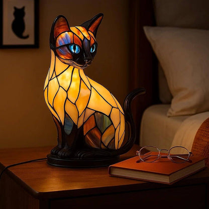 🐱Stolna lampa u obliku mačke, retro noćna lampa izrađena od šarene smole, s mačjom tematikom-H