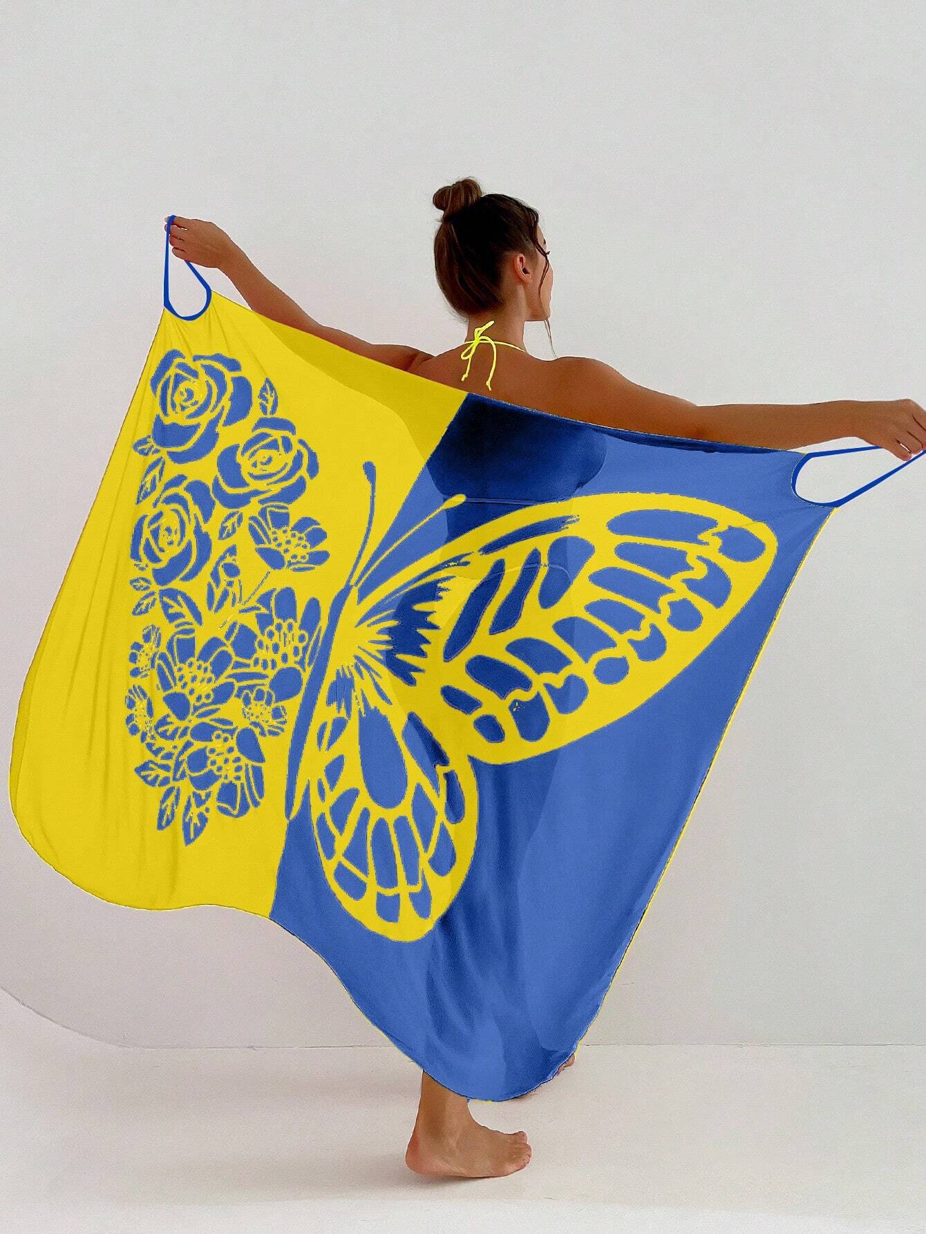 ✨【Nowy produkt ze zniżką】🦋🦋Nowe damskie szyfonowe narzutki przeciwsłoneczne z nadrukiem motyli na plażę 2025<
