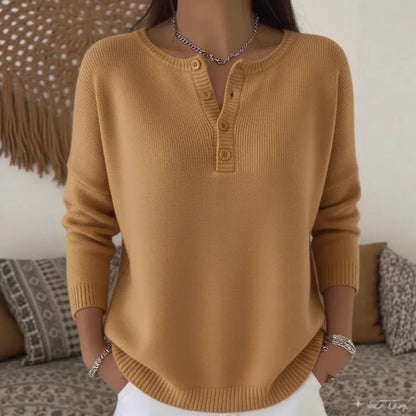 【S-3XL】Suéter de mujer de color sólido con escote en V, suelto y casual-E