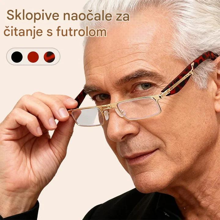 🔥【Kupite 1, dobijte 1 gratis】Sklopive naočale za čitanje s anti-plavim svjetlom i futrolom - H