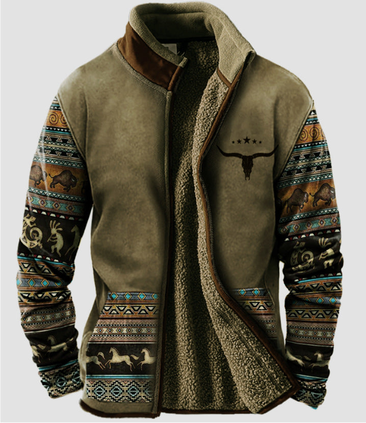 2025 Sudadera con capucha de manga larga 3D para hombre Otoño Invierno Cálido resistente al frío-E