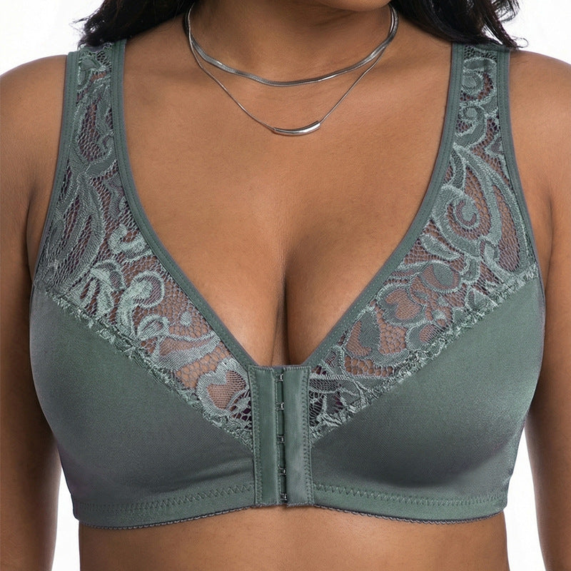 💖Minden idők legalacsonyabb ára【3 db-os szett】【L-4XL】😍🩲Push-up melltartó nagy méretben, gyönyörű csipke, push-up és áttört design, elöl kapcsos-U