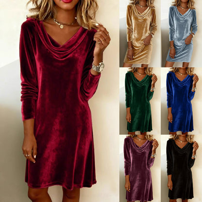 【S-3XL】Vestido de terciopelo holgado para mujer, estilo lujoso-E