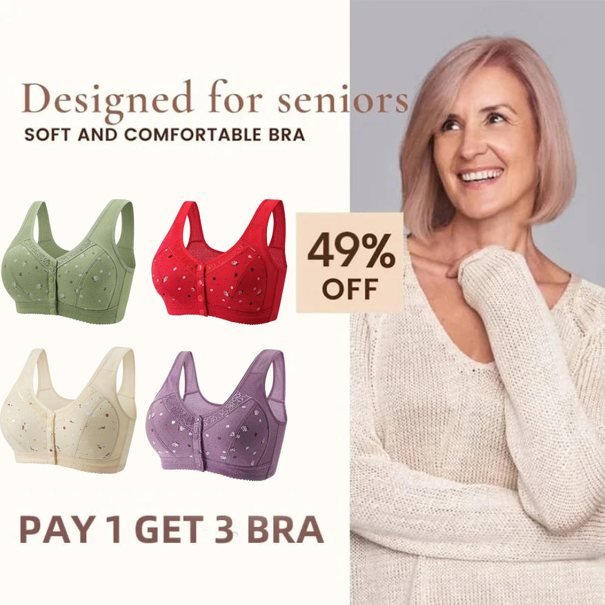 💕💕【Juego de 2 piezas】Sujetador con botón frontal de encaje de gran tamaño mejorado y cómodo.-E