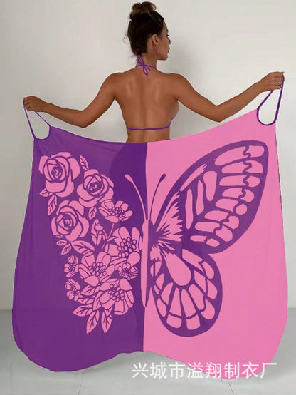💟【S-XL】👗Mrežasta šal haljina za plažu s printom leptira3656855