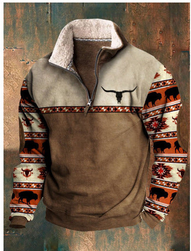 2025 Sudadera con capucha de manga larga 3D para hombre Otoño Invierno Cálido resistente al frío-E