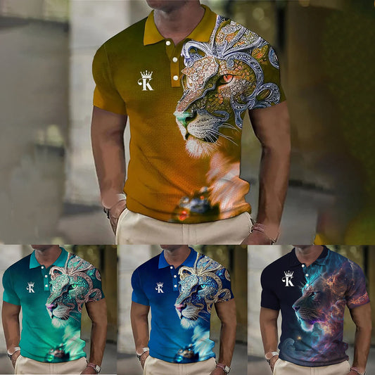 💥2025 Muška polo majica s 3D printom lavova-H