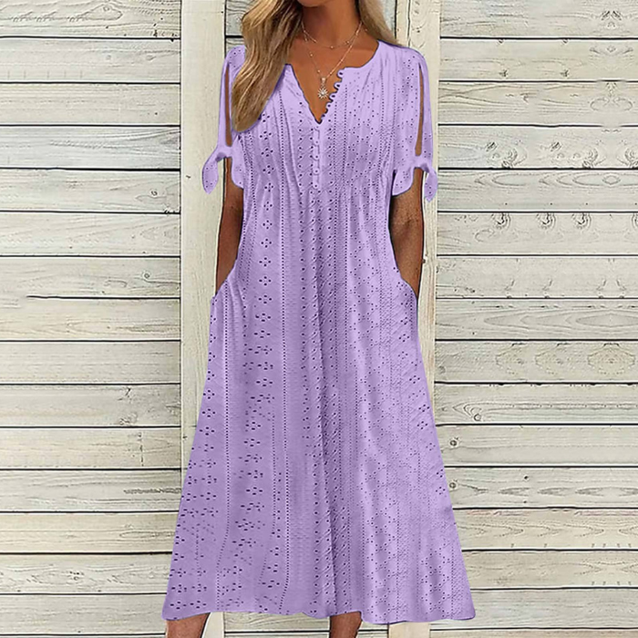 👗🌟【Reducere specială】【S–5XL】2025 Rochie casual brodată cu talie înaltă – elegantă și confortabilă 💃✨-R