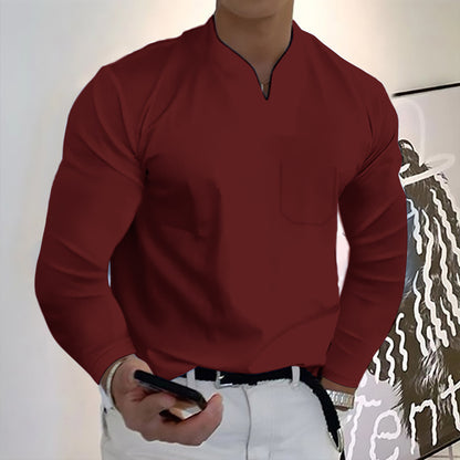 🔥🔥【S-5XL】 Nové letní pánské bavlněné tričko s výstřihem do V -- Z