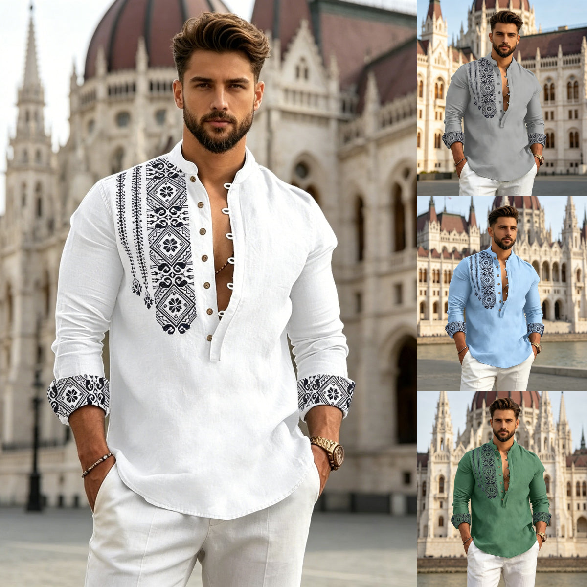 【S-3XL】Férfi nyári ing – hajtókás, rövid ujjú, kényelmes és stílusos ☀️👔-U