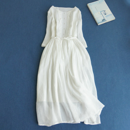 👗👗Rochie lungă din bumbac și in pentru vară-R