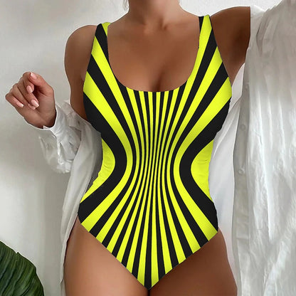 🥰【Utolsó nap – 50% kedvezmény】🔥【S~6XL】Egyedi csíkos egyrészes fürdőruha-U