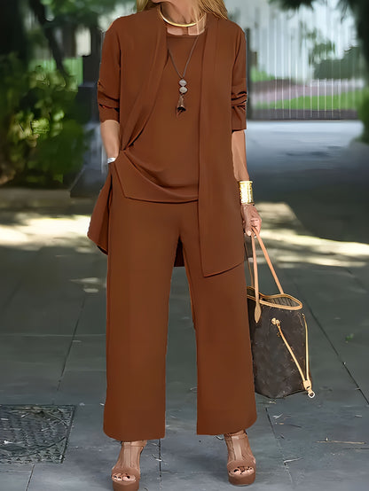 🧥 Elegante conjunto de tres piezas para mujer con corte ancho 🍂-E