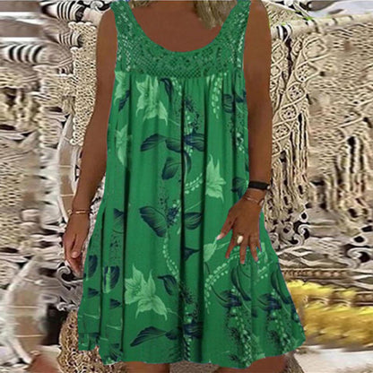 🔥 Reducere caldă 【S-5XL】 rochie imprimată fără mâneci pentru femei de primăvară, vară și toamnă, casual și confortabilă