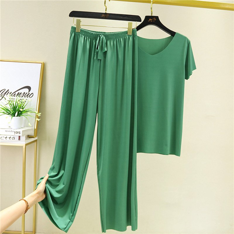 🔥【M-4XL】Costum din două piese, pantaloni cu mâneci scurte noi, din mătase de gheață