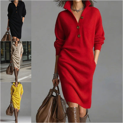 【S-3XL】2025. nova europska i američka pletena haljina s ovratnikom - visoka kvaliteta-H