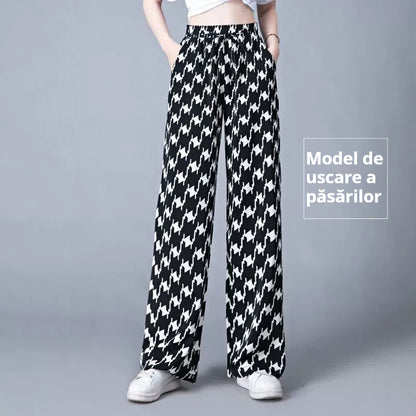 🔥【40-105KG】👖Pantaloni casual de damă din mătase glacială, mărime mare, croială slim, prietenoși cu pielea și respirabili