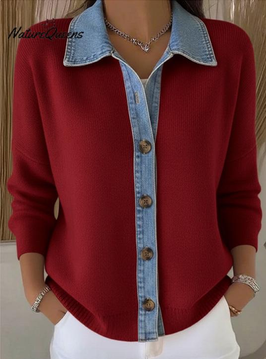 🔥Oferta por tiempo limitado: Cárdigan de patchwork de mezclilla nuevo 2025 (S-3XL)-E