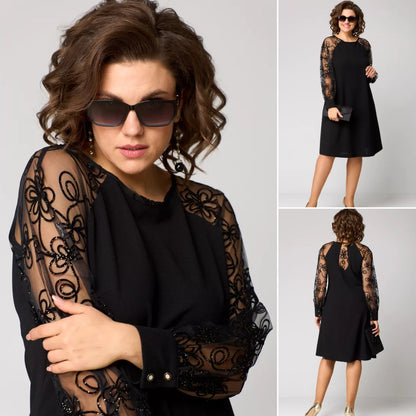 👗 Ograničena ponuda 39% popusta ❤️【S-5XL】2026. novi model haljine s čipkastim rukavima od 100% pamuka, topla i udobna-H