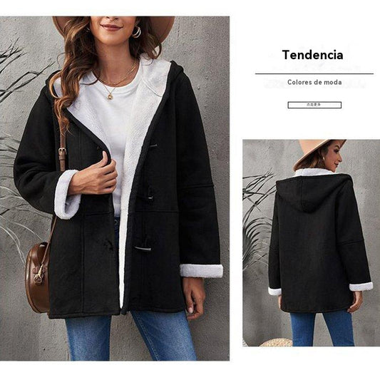 🐏🥼💖【Nueva colección de invierno 43% de descuento】2025 Abrigo de mujer elegante y cálido de ante con forro polar, S-5XL, abrigo de invierno/para el día a día-E