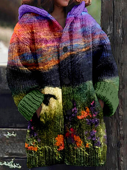 【S-6XL】🥰2025 Novi udobni kardigan s kapuljačom i retro printom-H